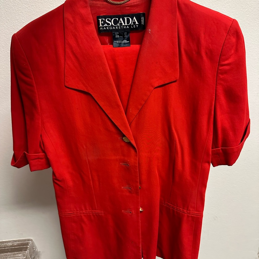Vintage Escada Vibrant Red Blazer Set